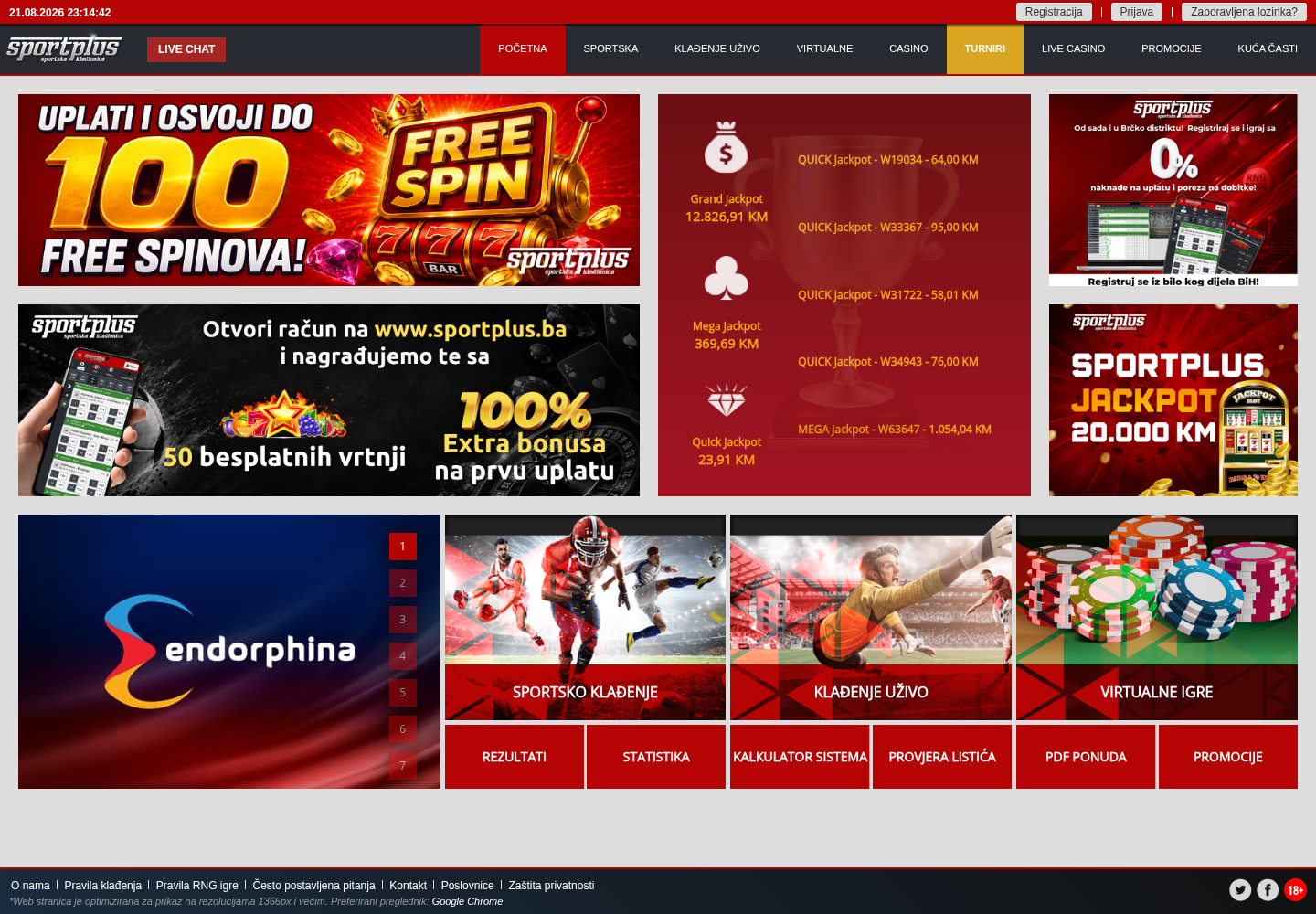 Dostavljeni snimak javne početne stranice domene sportplus.ba