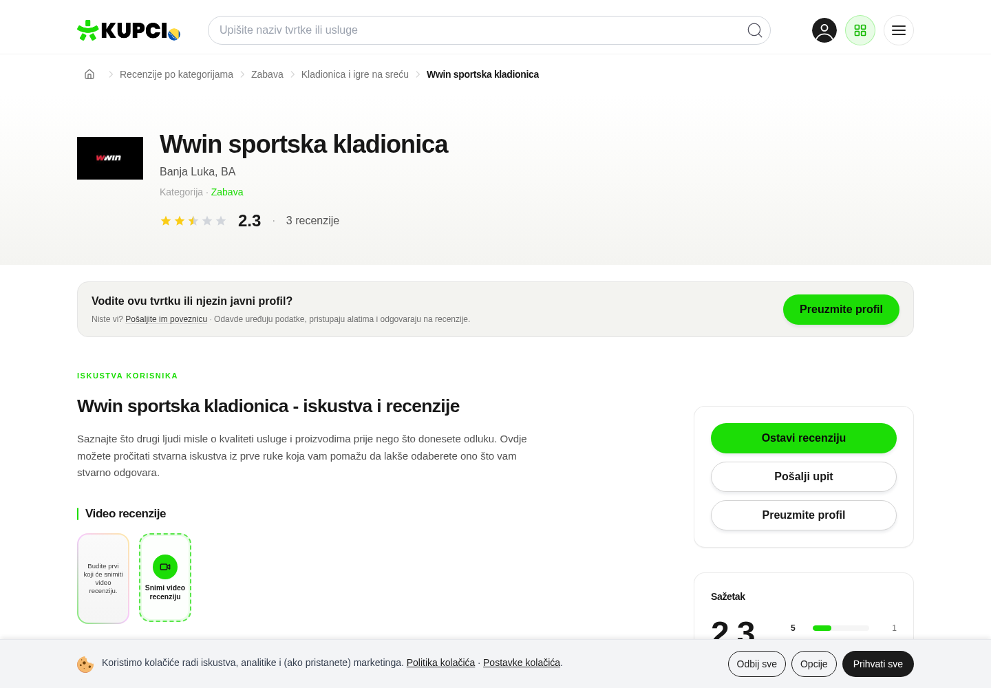 Sačuvani prikaz mješovitih korisničkih navoda o usluzi